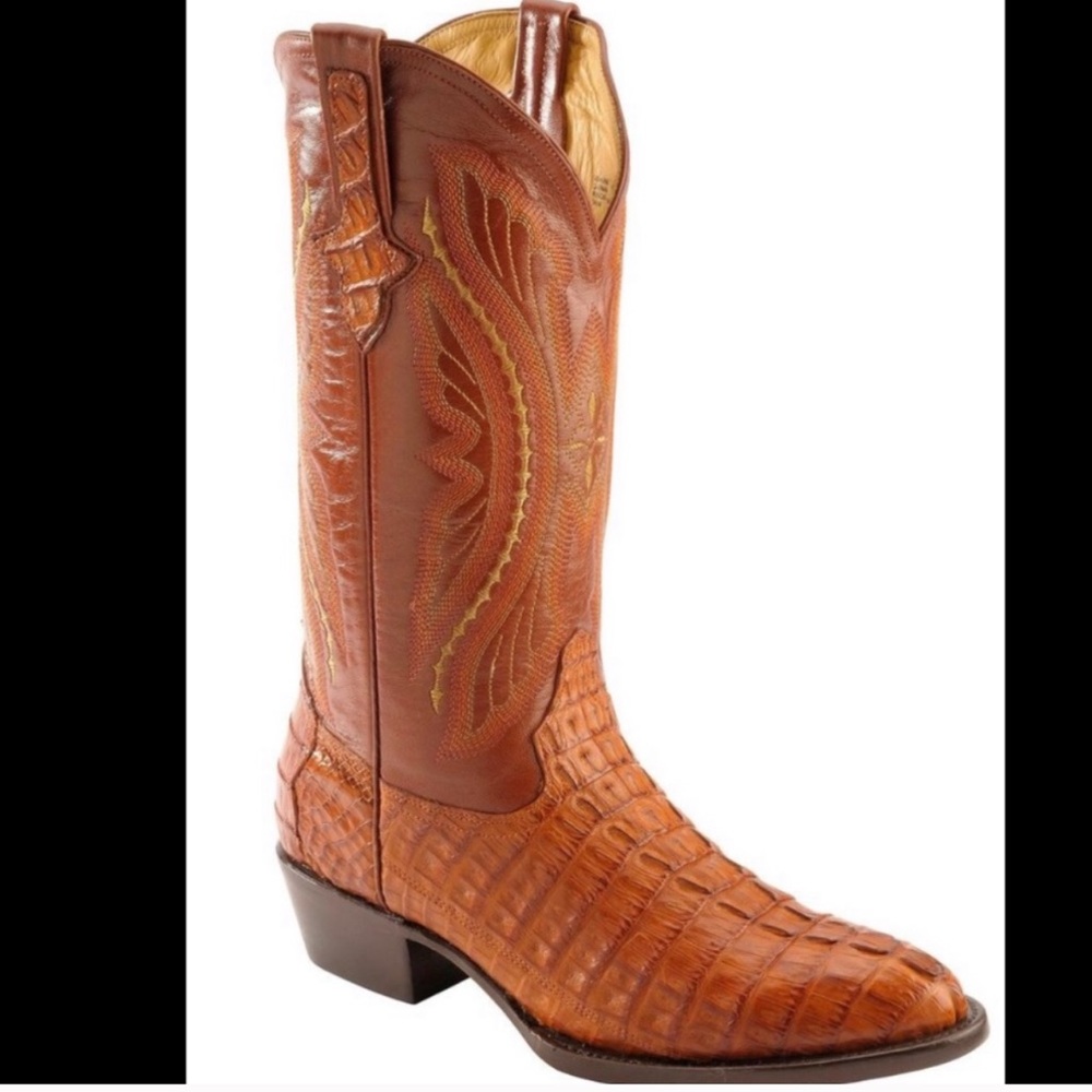 Ferrini Cognac Caiman Tail Cowboy Boots